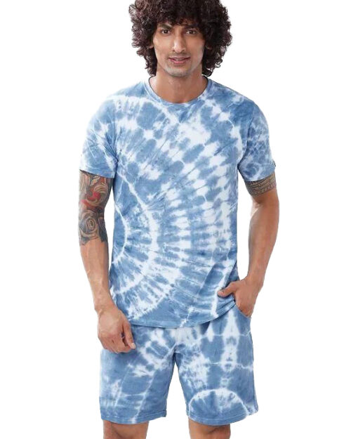 Men's Oversize Cotton Tie Dye Sky Co-Ord Set