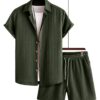 Free Style Downsizing Crease Fabric Green Men Night Suit