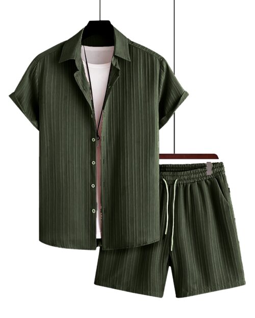 Free Style Downsizing Crease Fabric Green Men Night Suit