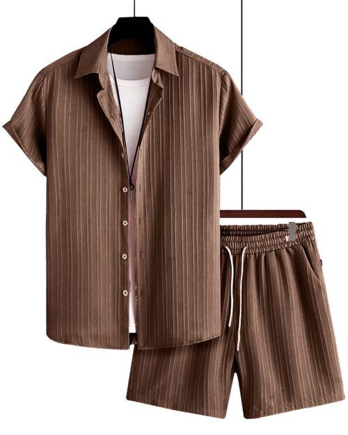 Free Style Downsizing Crease Fabric Brown Men Night Suit