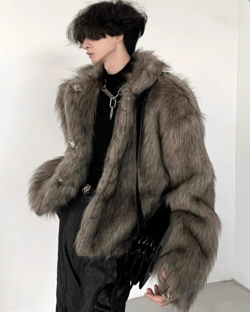 Long Hairy Short Section Faux Fur Coat