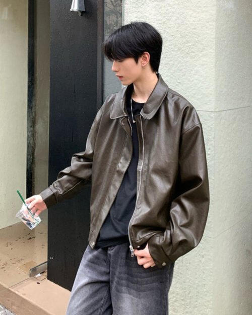 Pu Leather Biker Short Jacket