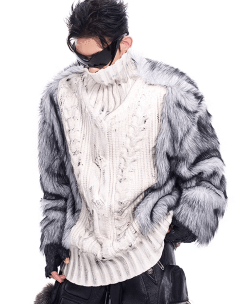 Fur Turtleneck Sweater