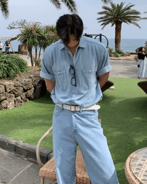 Korean Version Of Washed Denim Shirt