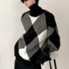 Black And White High-End Design Turtleneck Sweater St967