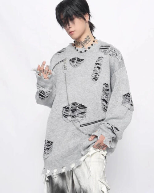 Cut Holes Design Knit