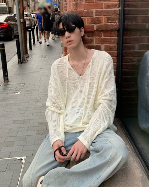 V-Neck Niche Long-Sleeved N