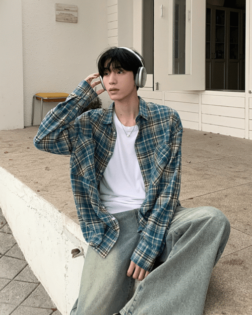Korean Loose Blue Shirt