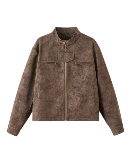 Dyed Cropped Faux Leather Jacket