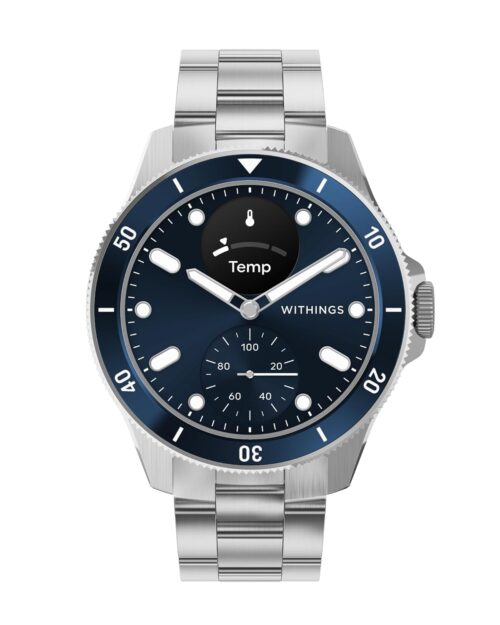 Withings ScanWatch Nova, Heart Health Hybrid Smartwatch for Men & Women - ECG, with SPO2, Temperature Monitoring, Sleep, Respiratory Health, Cycle Monitoring, 30-Day Battery Life, iOS & Android, Blue