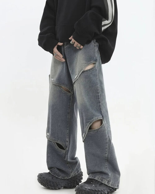 Metal Hole Breaking Jeans