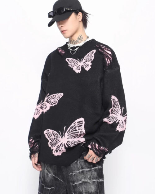 Broken Holes Design Oversize Knit
