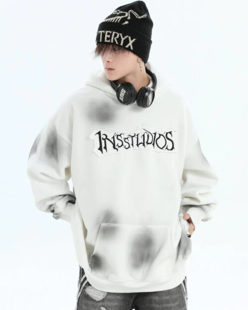 Little Wish Spray Paint Logo Loose Hoodie