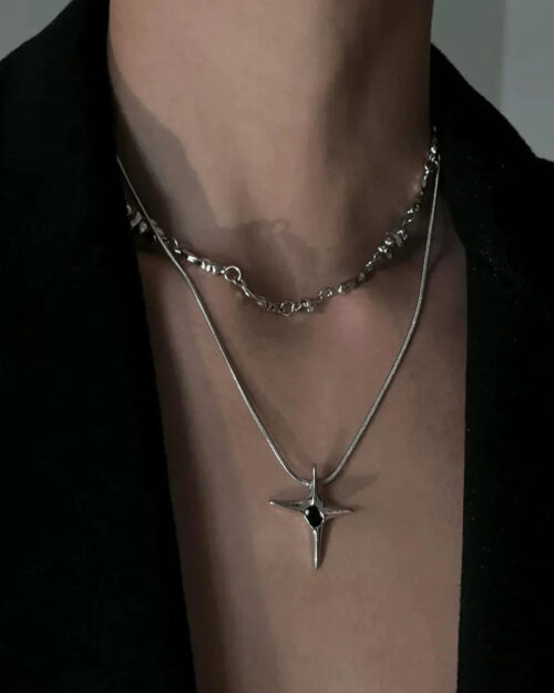 Double Layer Chain Asymmetrical Necklace