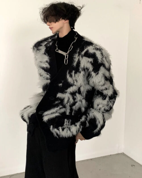 Mink Loose Lazy V-Neck Knitted Cardigan