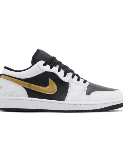 Jordan 1 Low White Black Metallic Gold Swoosh