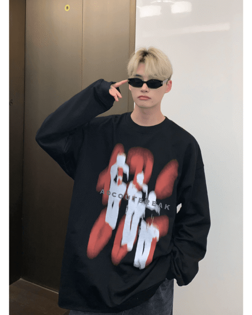 Color Contrast Printing Sweater