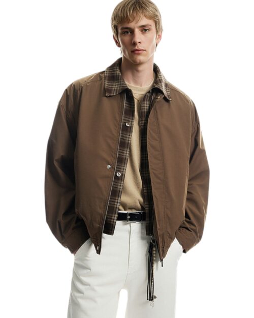 Layered Plaid Work Jacket