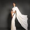 Stunning White Designer Saree with Black Sequin Border