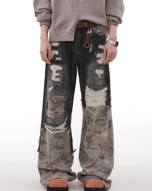 Camouflage Loose Straight Jeans