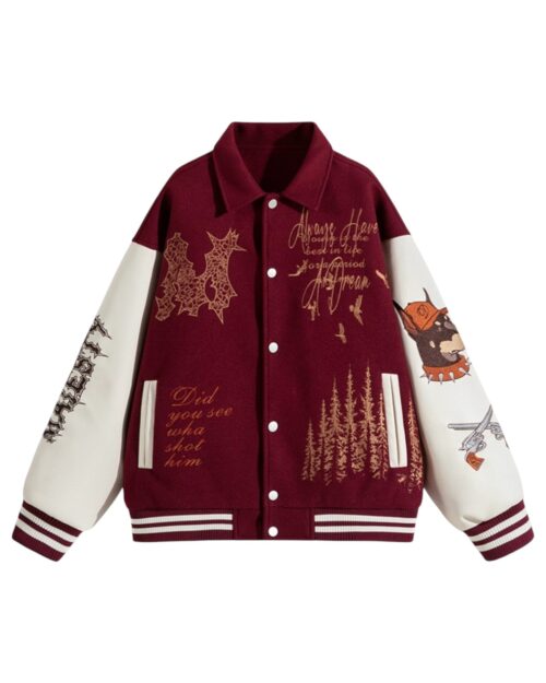 Patched Varsity Embroidered Jacket
