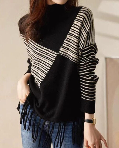 Vita Fringed Knit Winter Sweater