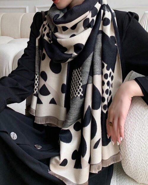 Abstract Dot & Block Reversible Winter Wrap