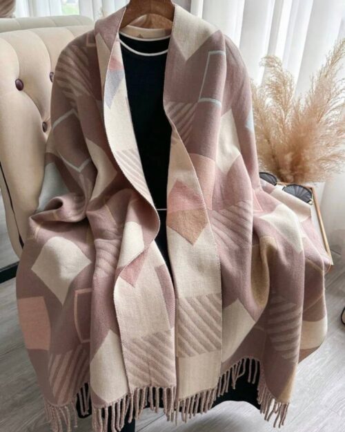 Chic Reversible Poncho Shawl & Oversized Scarf