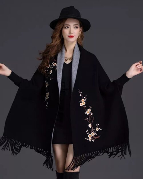 Classic Reversible Wool-Blend Winter Shawl Wrap