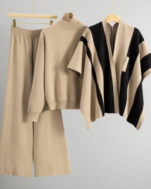 Luxury Soft Mock-Neck Knit Sweater & Palazzo Set