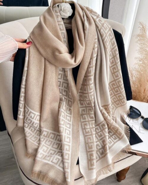 Metallic Weave Monogram Winter Wrap