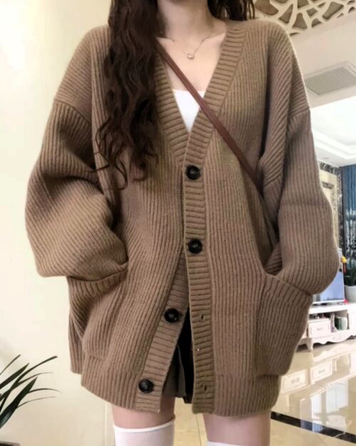 Mocha Cozy Knit Winter Cardigan